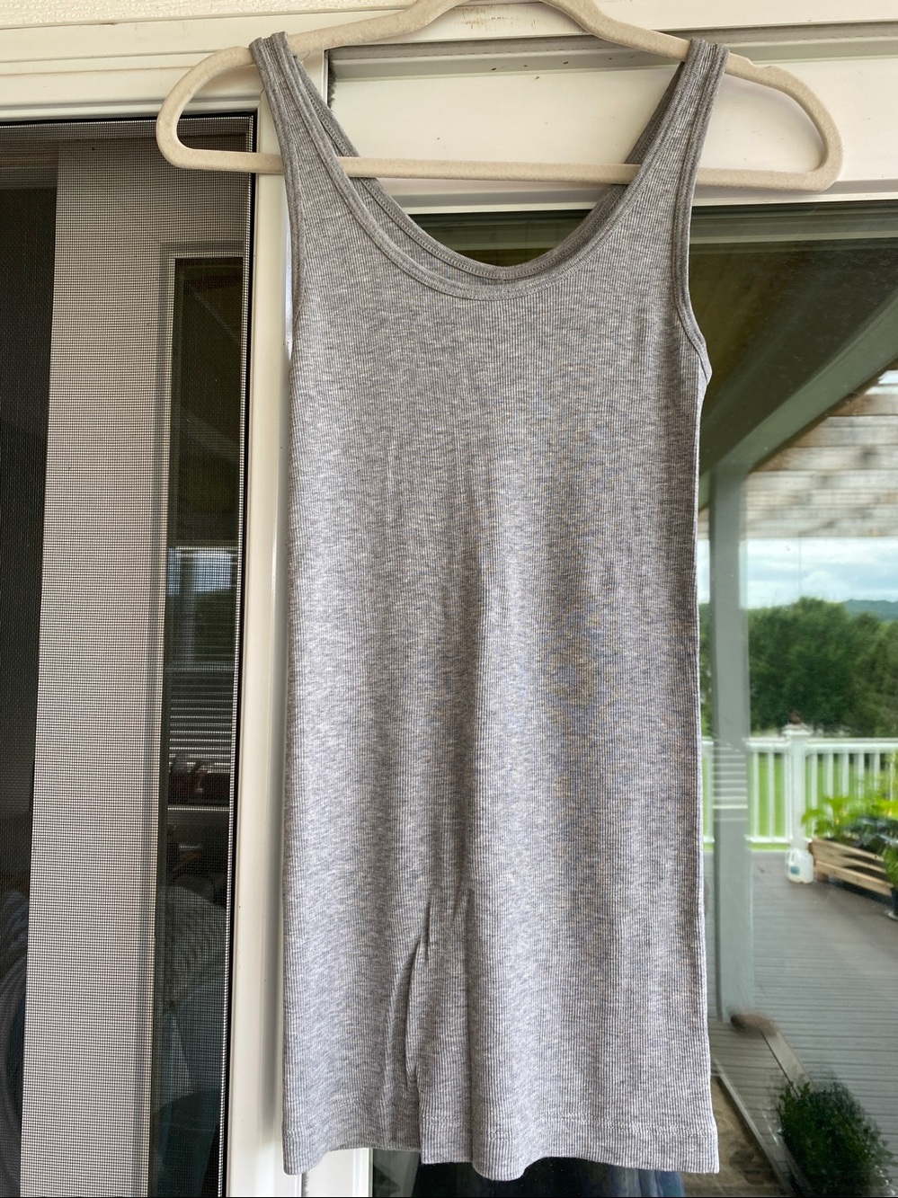 Vince Sleeveless Ribbed Tank in gray